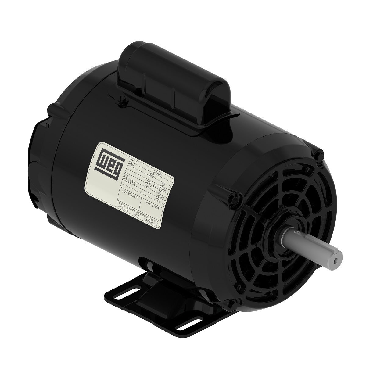Weg Electric 00136ES1B56-S, 1 Hp, 3600 Rpm, 56 FR, 115/208-230 Vac, TEFC, 1 PH, Foot-mounted, Rolled Steel.