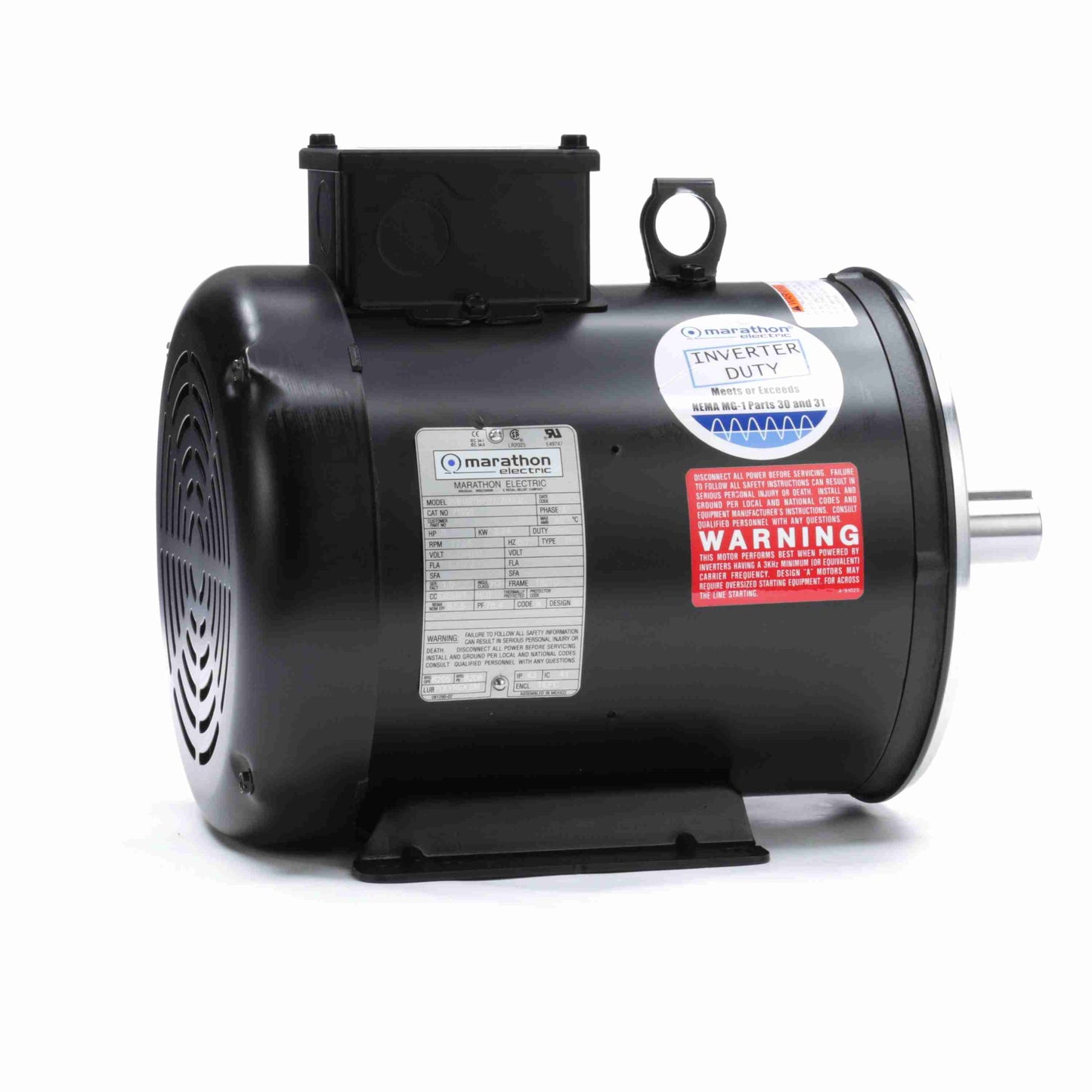 Marathon Electric Y1999, 3 Hp, 1800 Rpm, 182TC FR, 230/460 Vac, 3 PH, Totally Enclosed, C-Face Footed, Inverter Duty, MicroMAX, 182THFW7729