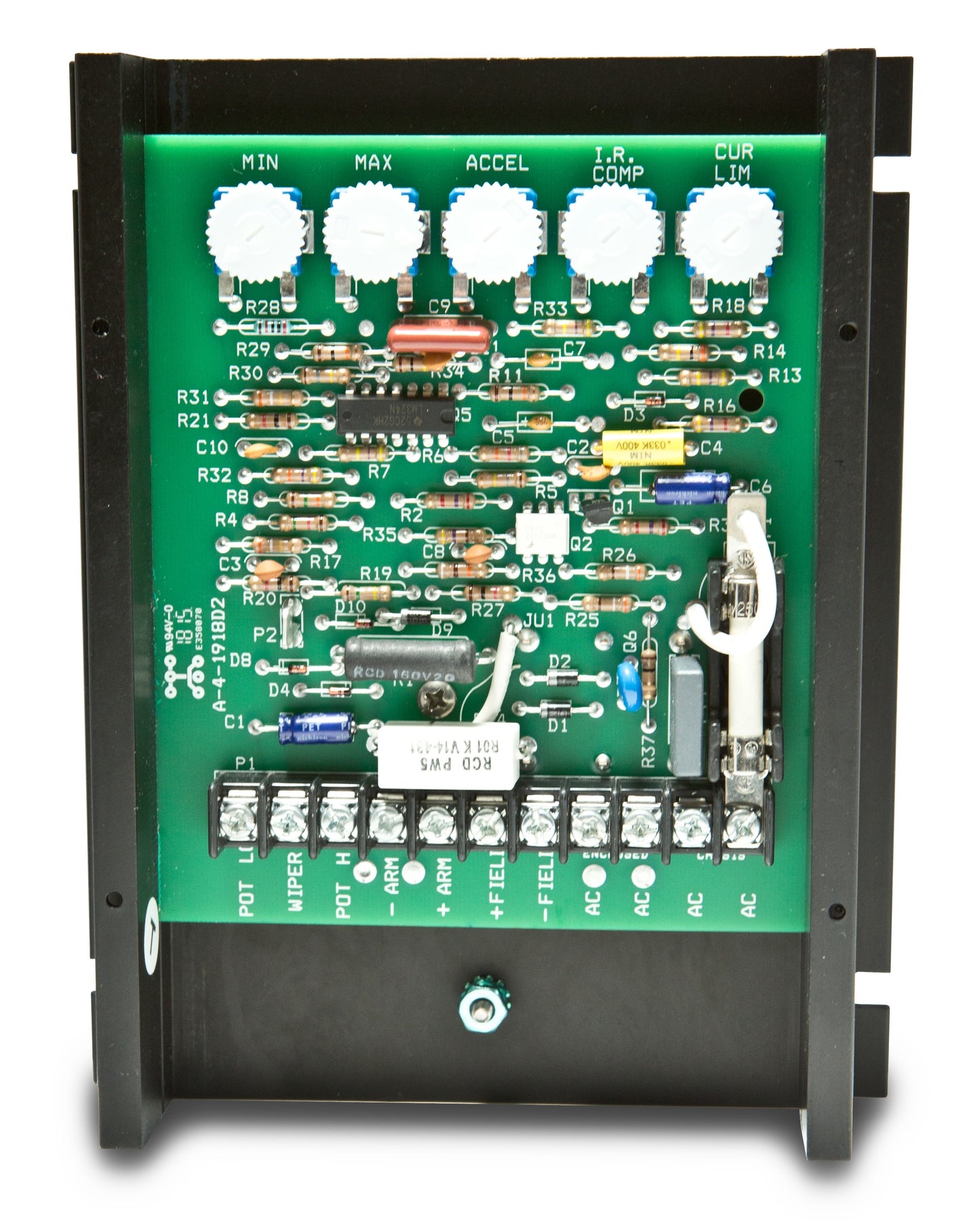 Dart Controls 253G-200C, 1/8 thru 2.0 HP dual voltage, 120/240 VAC In, 0-90/0-180 VDC Out, Adj Range, Open Chassis