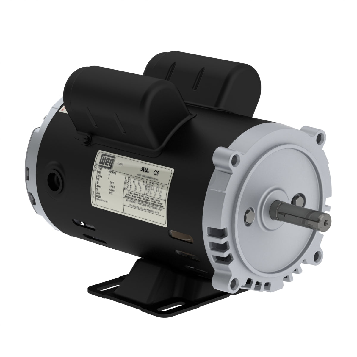 Weg Electric .5036OT1BW56C-S, 1/2 Hp, 3600 Rpm, W56C FR, 115/208-230 Vac, 1 PH, ODP, Foot-Mounted, General Purpose Motor