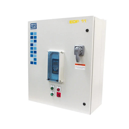 Weg Electric, EDP11S017GN3R01000, 10 HP, 460 V, STANDARD PANEL, Start Pushbutton, Stop Pushbutton, Speed Potentiometer, Hand/OFF/Auto Selector Switch, Run Light, Fault Light and Keypad, 14403725