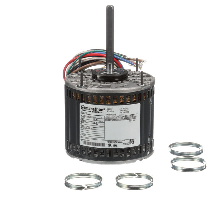 Marathon Electric X019, 1/3 Hp, 1075/3 Rpm, 48Y FR, 277 Vac, 1 PH, Open Air Over, Resilient Ring, Thru-Bolt Mount, Fan Blower-Direct Drive, PSC, 48A11O1351