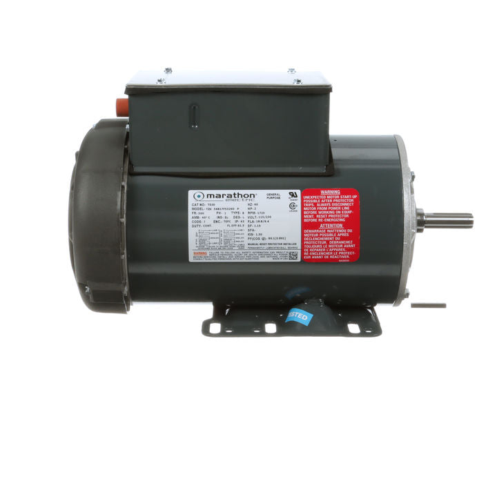 Marathon Electric T019, 2 Hp, 3600 Rpm, 56H FR, 115/230 V, 1 PH, Totally Enclosed, Rigid Base, Woodworking/Power Tool, Manual Overload, 56B34F5333.