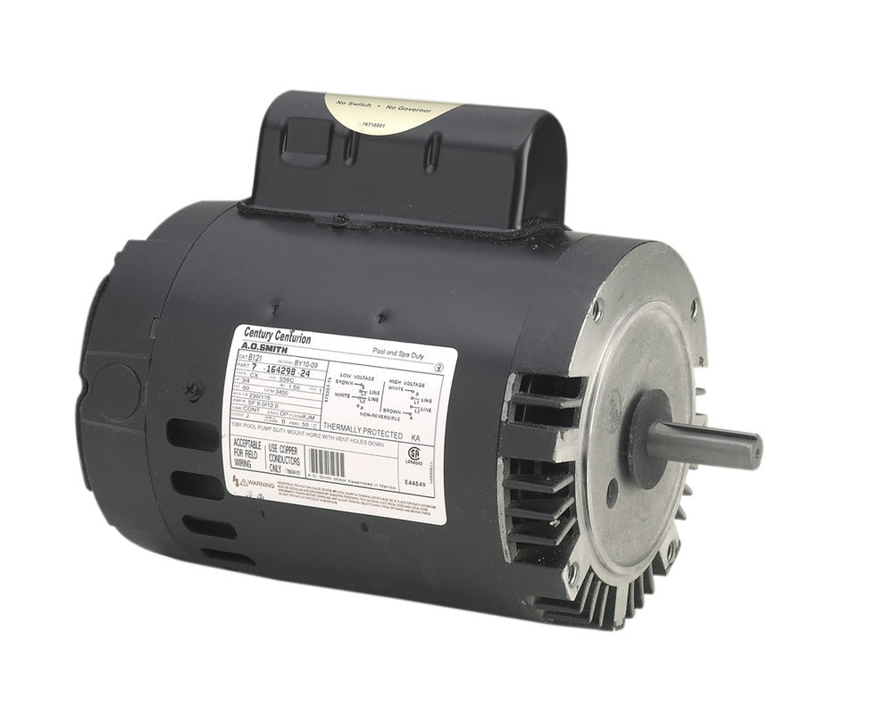 Century B970, 3/4 Hp, 3600 Rpm, 56-1/2" Diameter (56 Frame), NEMA C, 115 Vac, 1 PH, ODP, Keyed Shaft, Permanent Split Capacitor, Switchless, C-Face Less Base, Spa, Two Speed, Full Rated Motor