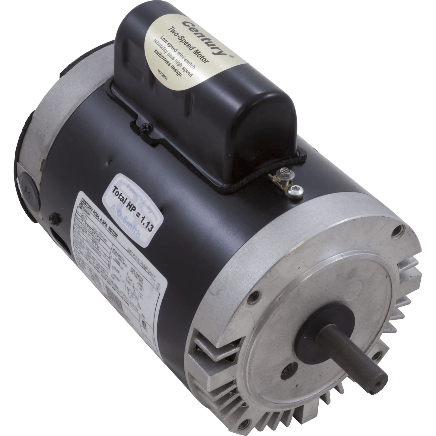 Century B972, 3/4 Hp, 3600 Rpm, 56-1/2" Diameter (56 Frame), NEMA C, 115 Vac, 1 PH, ODP, Keyed Shaft, Permanent Split Capacitor, Switchless, C-Face Less Base, Spa, Two Speed, Full Rated Motor
