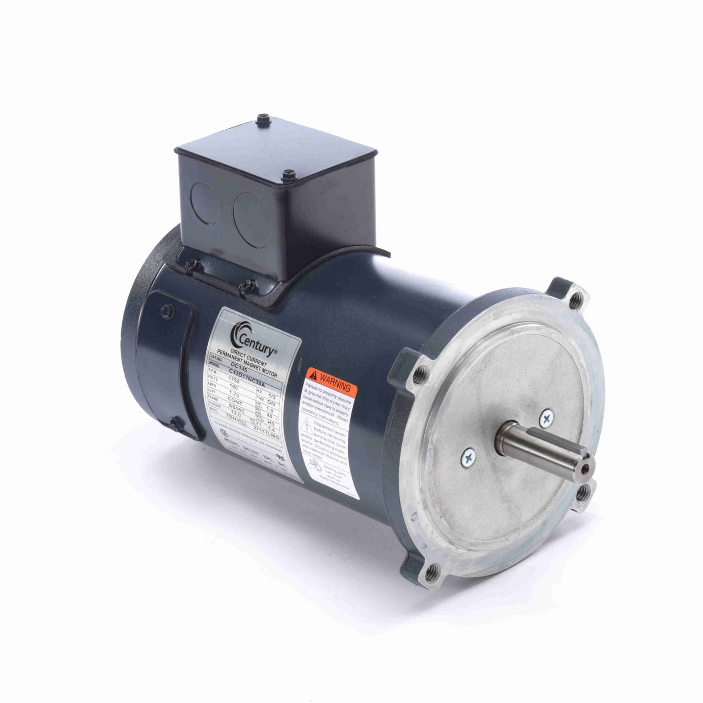 Century Electric DC111, 1/4 Hp, 1800 Rpm, SS56C FR, 90 Vac, TENV, SCR Motor.