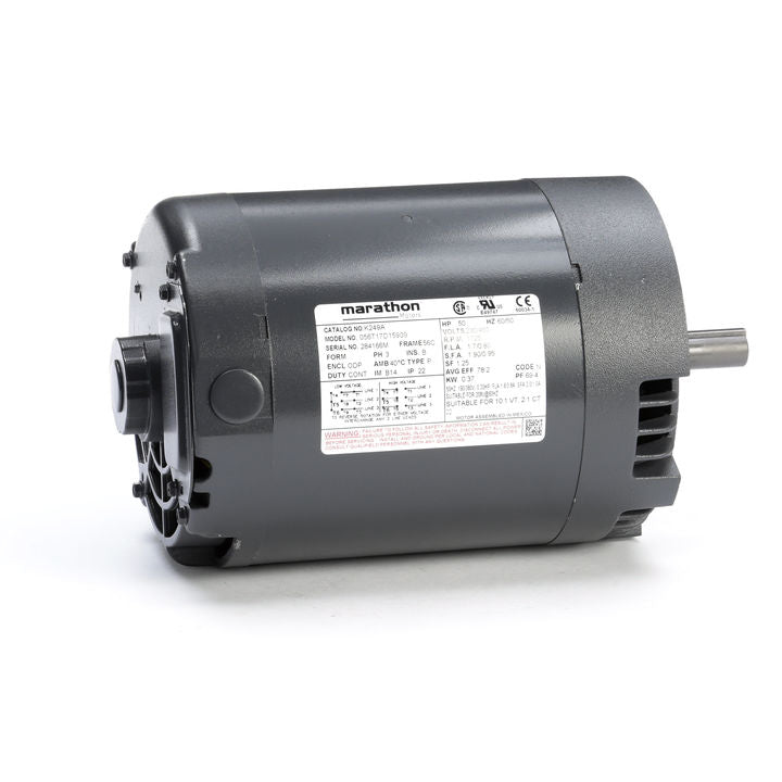 Marathon Electric K249A 1/2 Hp, 1800 Rpm, 56C FR, 230/460 Vac, 3 PH, Dripproof, C-Face Footless, General Purpose, 56T17D15909.