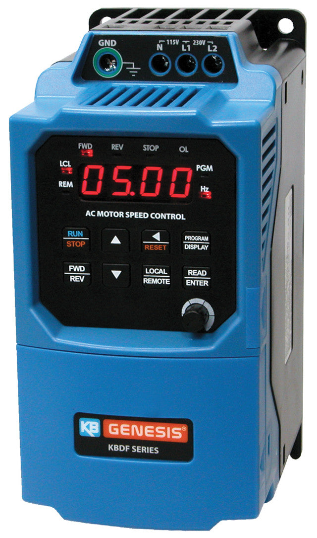 KB Electronics KBDF-24D (9674) AC Drives, 1 HP, 115/230 Vac 1-Phase Input, 230 Vac 3-Phase Output, Chassis/IP 20 Enclosure, Digital Variable Frequency Drives with CSP