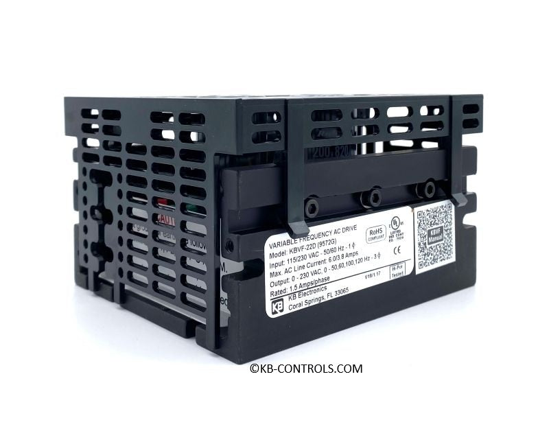 KB Electronics KBVF-22D (9572), 1/4 HP, 115/230 Vac, 1-Phase(Input), 230 Vac. 3-Phase(Output), IP 20 Enclosure(Open Chassis), Variable Frequency Drives