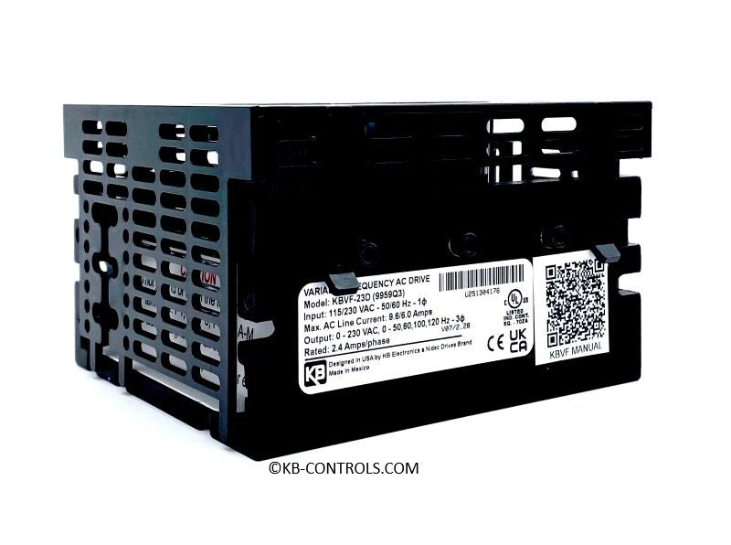 KB Electronics KBVF-23D (9959), 1/2 HP, 115/230 Vac, 1-Phase(Input), 230 Vac. 3-Phase(Output), IP 20 Enclosure(Open Chassis), Variable Frequency Drives