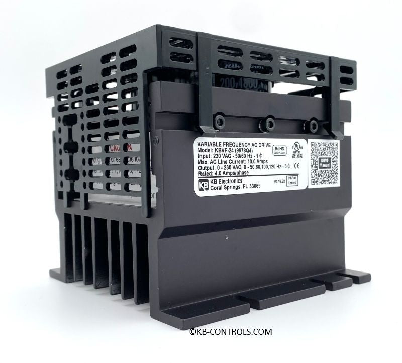 KB Electronics KBVF-24 (9978), 1 HP, 230 Vac, 1-Phase(Input), 230 Vac. 3-Phase(Output), IP 20 Enclosure(Open Chassis), Variable Frequency Drives