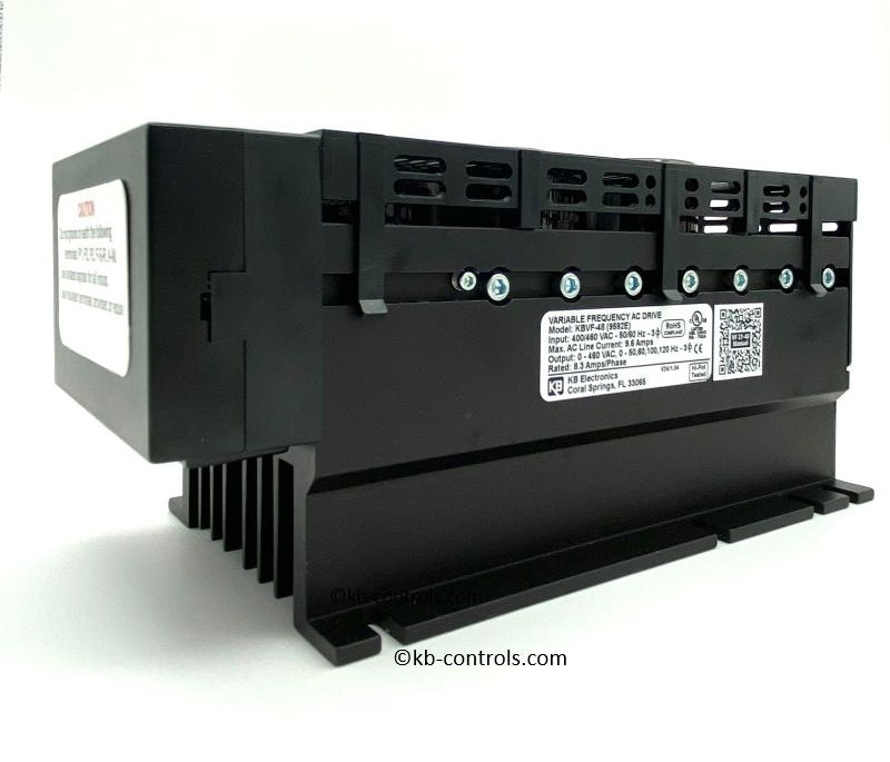 KB Electronics KBVF-48 W/SIVFR (9592), 5 HP, 380-480 Vac, 3-Phase(Input), 460 Vac. 3-Phase(Output), IP 20 Enclosure(Open Chassis), Variable Frequency Drives