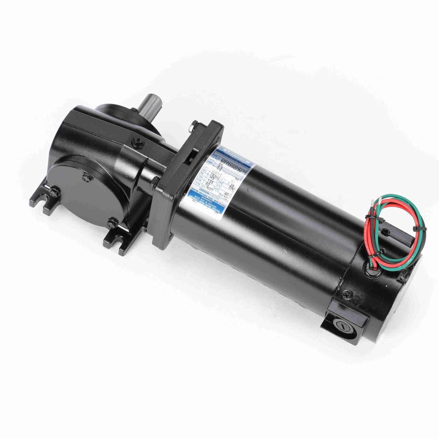 Leeson Electric M1135042.00, 1/4 Hp, 62 Rpm, 40:1, 135 Lb-in, 90 Vdc, TENV, Right Angle, SCR Rated DC Gearmotor