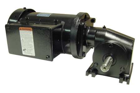 Leeson Electric M1145129.00, 3/8 Hp, 86 Rpm, 20:1, 138 Lb-in, 230 Vac, 3 Ph, TEFC, Inverter Rated, Right Angle AC Gearmotor