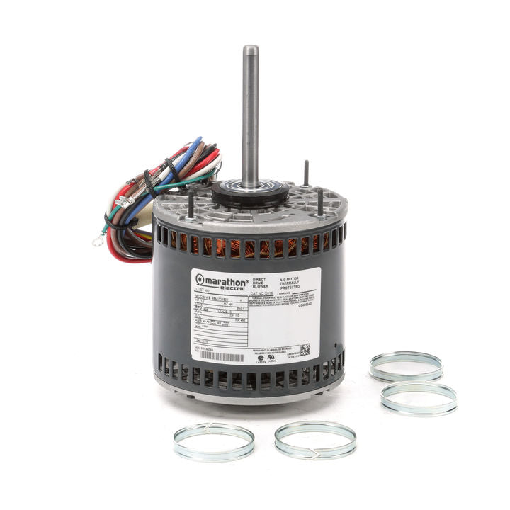 Marathon Electric X016, 1/2 Hp, 48Y FR, 1625/3 Rpm, 115 Vac, 1 PH, Open Air Over, Resilient Ring, Thru-Bolt Mount, Fan Blower-Direct Drive, PSC, 48A178O153