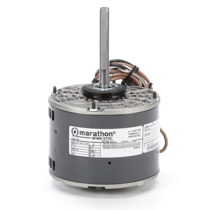 Marathon Electric X477, 1/6 HP, 1625 Rpm, 48Y FR, 115 Vac, 1 PH, Open Air Over, Resilient Ring, Fan Blower-Direct Drive, PSC, 48A17O128