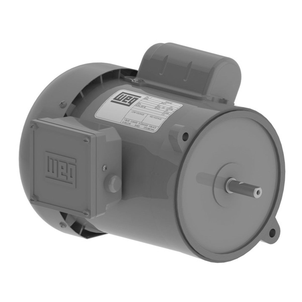 Weg Electric .3318ES1RAD56NZ, 1/3 Hp, 1800 Rpm, 56NZ FR, 115/230 Vac, TEFC, Footless, Auger Drive Standard Efficiency.