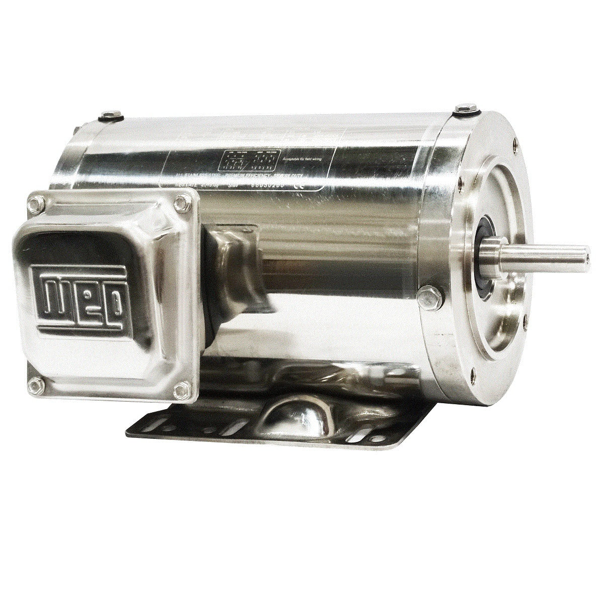 Weg Electric 00136NT3ESS56C, 1 Hp, 3600 Rpm, 56C FR, 230/460 Vac, TENV, Foot-mounted, Shark NEMA Premium Efficiency.