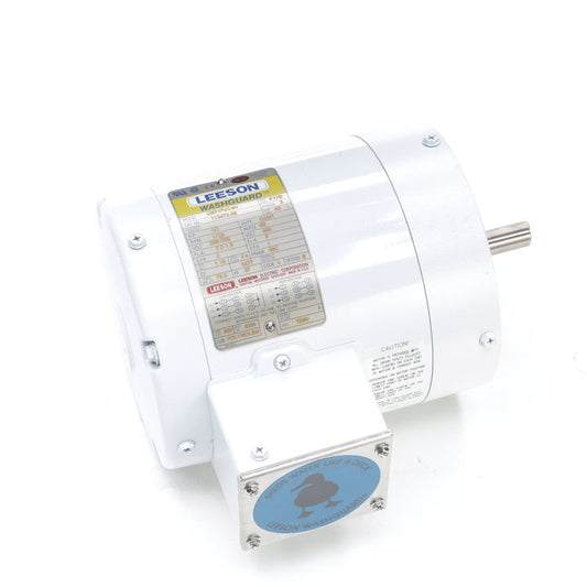 Leeson Electric 113473.00, 1/2 HP, 1800 RPM, 56C FR, 208-230/460 Vac, 3 PH, TENV, C-Face Less Base, Washguard