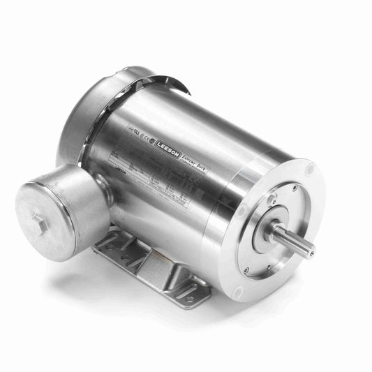 Leeson Electric 119513.00, 1 HP, 1200 RPM, 56HC FR, 230/460 Vac, 3 PH, TEFC, Rigid Base, Wash Down Motor, Extreme Duck.