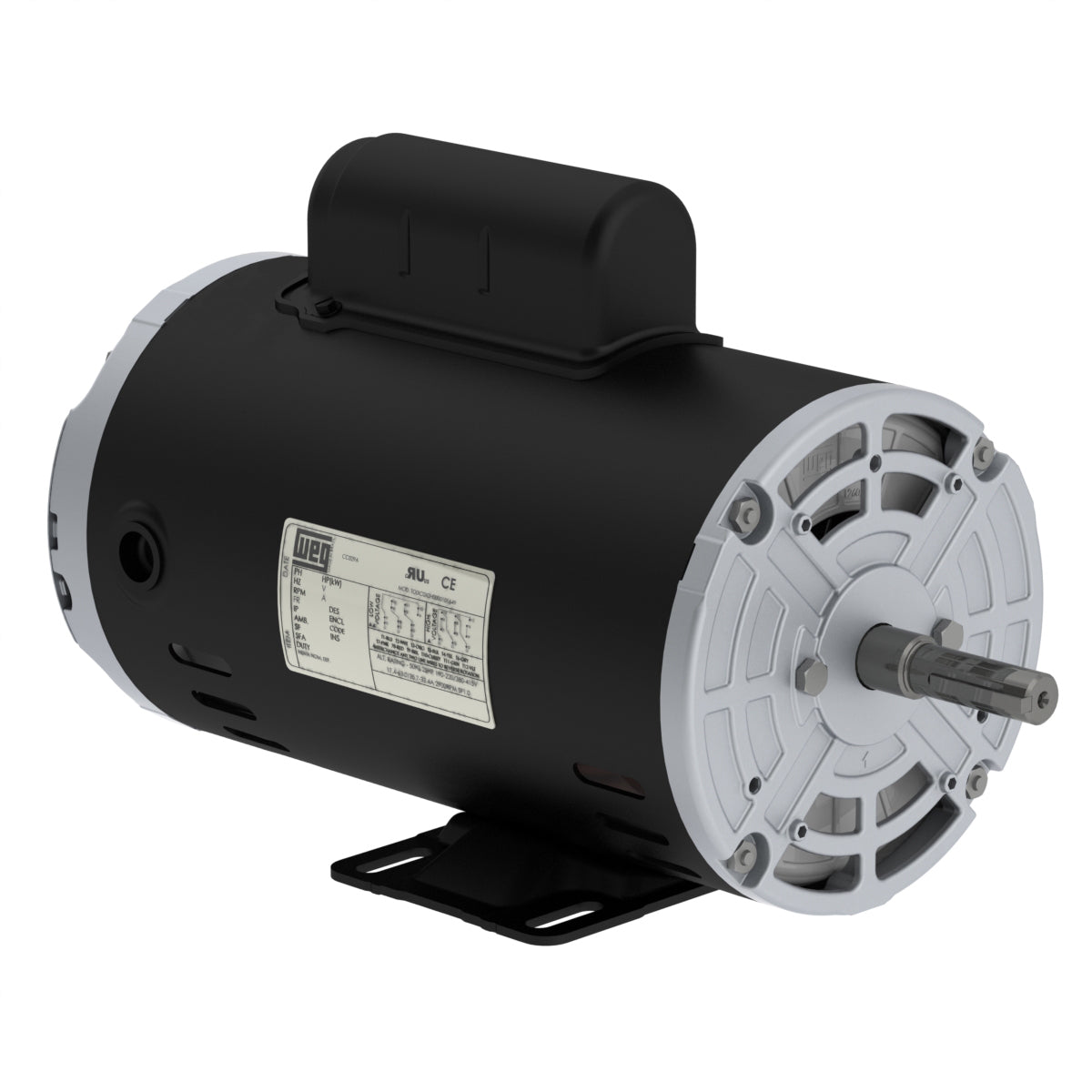 Weg Electric 00158OS1BFB56-S, 1 Hp, 1800 Rpm, 56H FR, 115/208-230 Vac, ODP, 1 PH, Foot-mounted, Rolled Steel.