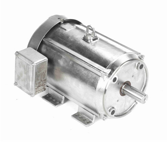 140827.00, 10 HP, 3600 RPM, 213TC FR, TEFC, 208-230/460 Vac, 3 PH, C-Face with Base, All Stainless Washguard Motor