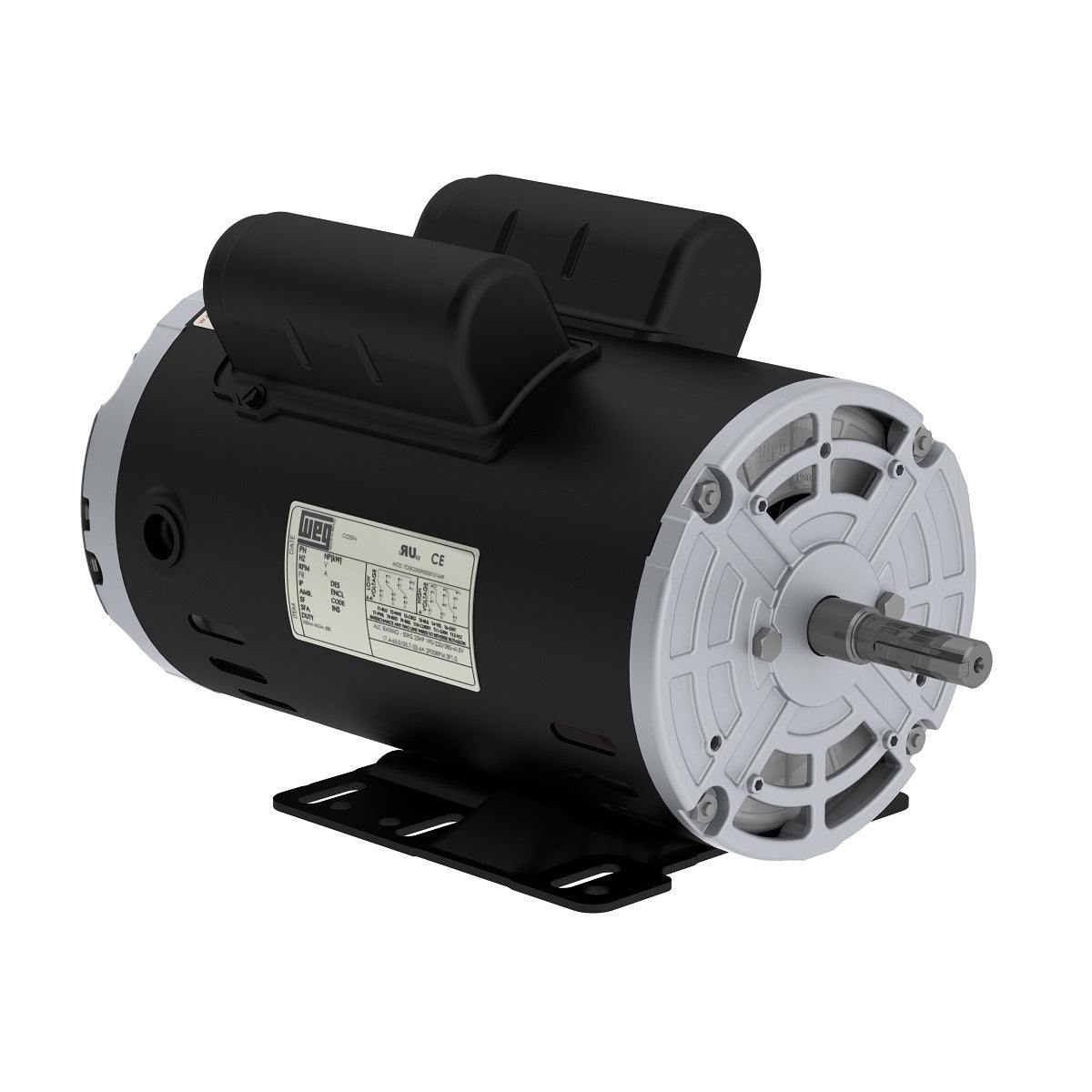 Weg Electric 00158OT1BRBO56-S, 1 1/2 Hp, 1800 Rpm, 56H FR, 115/208-230 Vac, ODP, 1 PH, Foot-mounted, Rolled Steel.