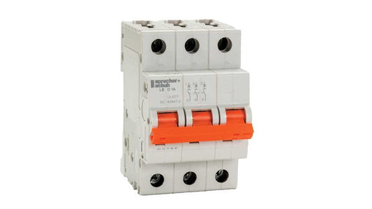Sprecher & Schuh L8-1/3/D, 1A, 3-Pole Circuit Breaker, Trip Class D, UL1077