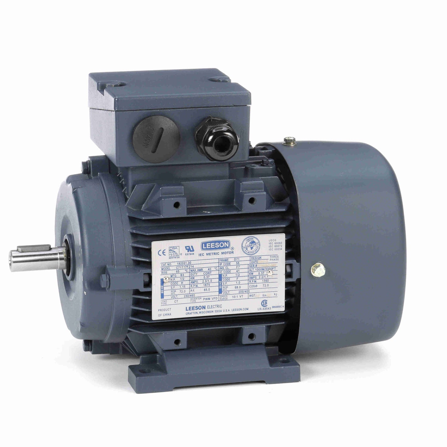 Leeson Electric 119422.00, 1 HP, 1800 RPM, 80M FR, 230/460 Vac, 3 PH, Definite Purpose AC.