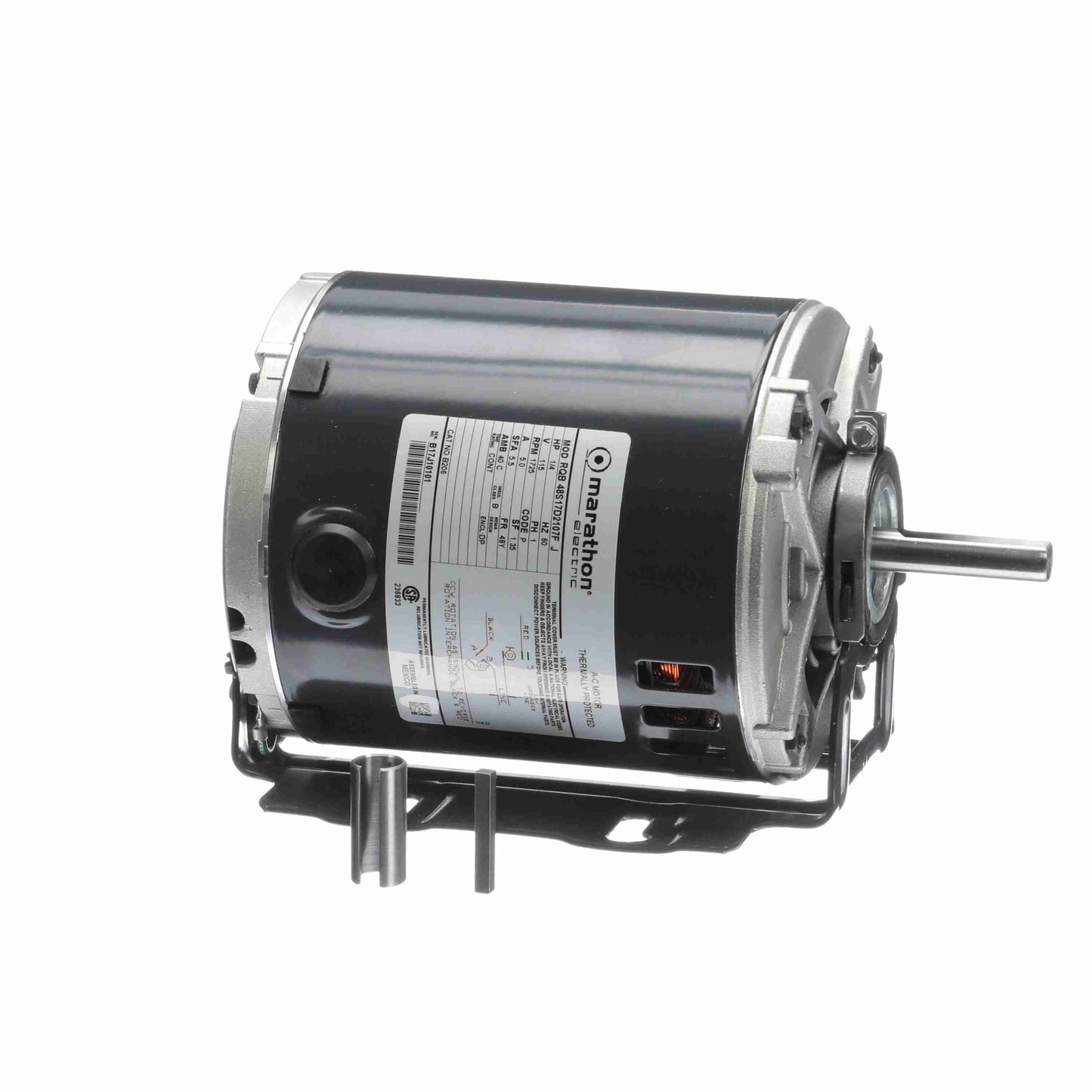 Marathon Electric 4759, 1/2 Hp, 1725 Rpm, 56 FR, 230 Vac, 1 PH, Dripproof, Resilient Base, Fan and Blower Motor, 5KH39QN9697T.