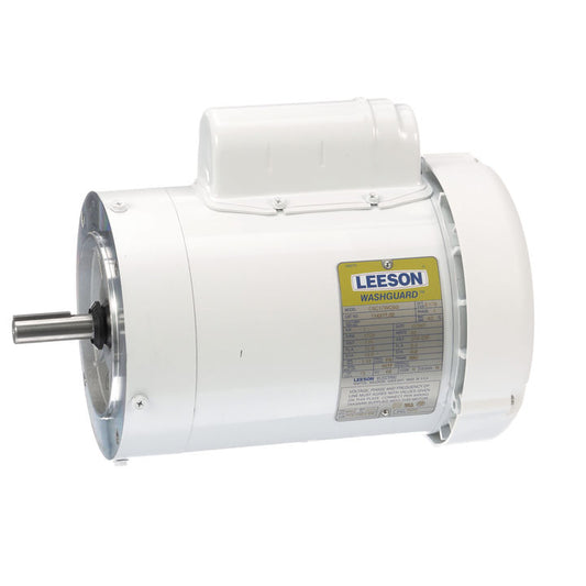 Leeson Electric 114317.00, 1 HP, 1800 RPM, 56C FR, TEFC, 115/208-230 Vac, 1 PH, C-Face Less Base, Washguard