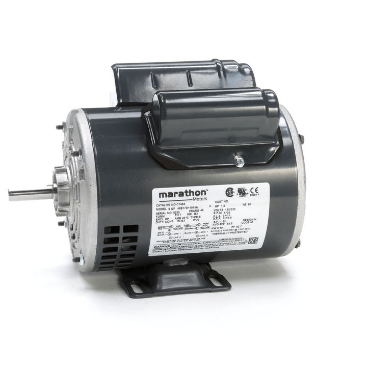 Marathon Electric C148A, 1/4 HP, 1800 RPM, 48 FR, 115/230 V, 1 PH, Dripproof, Rigid Base, General Purpose, 048B17D11015.