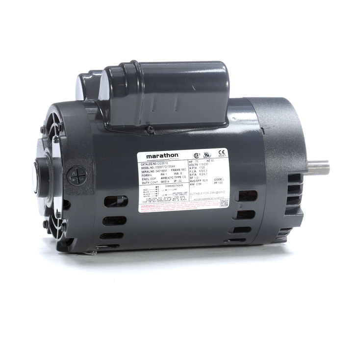 Marathon Electric CG361A, 3/4 Hp, 1800 RPM, 56C FR, 115/230 V, 1 PH,  Dripproof, C-Face Footless, General Purpose, 56B17D15544