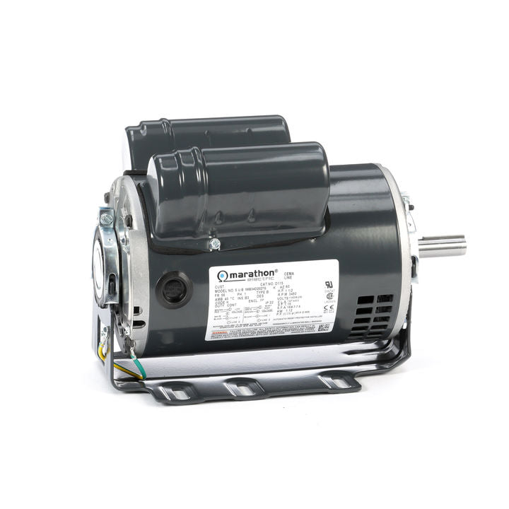 Marathon Electric D115, 056B34D2027, 1 1/2 Hp, 3450 Rpm, 56H FR, 115/208-230 Vac, 1 PH, Capacitor Start, Dripproof, Resilient Base