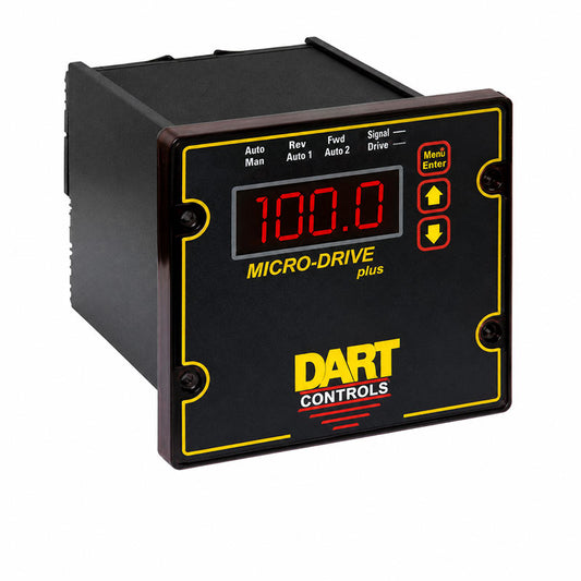 Dart Controls MD50P, 1/4 DIN panel mount PID closed loop DC SCR motor speed control with integral programmable display; Rate, Time and Follower modes, alarms outputs.  120/240VAC supply, 90/180Vdc output to 2HP
