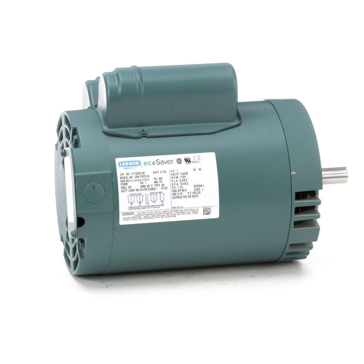 Leeson Electric E110220.00, 1 HP, 1800 RPM, 56C FR, DP, 115/208-230 Vac, 1 PH, C Face Less Base, General Purpose