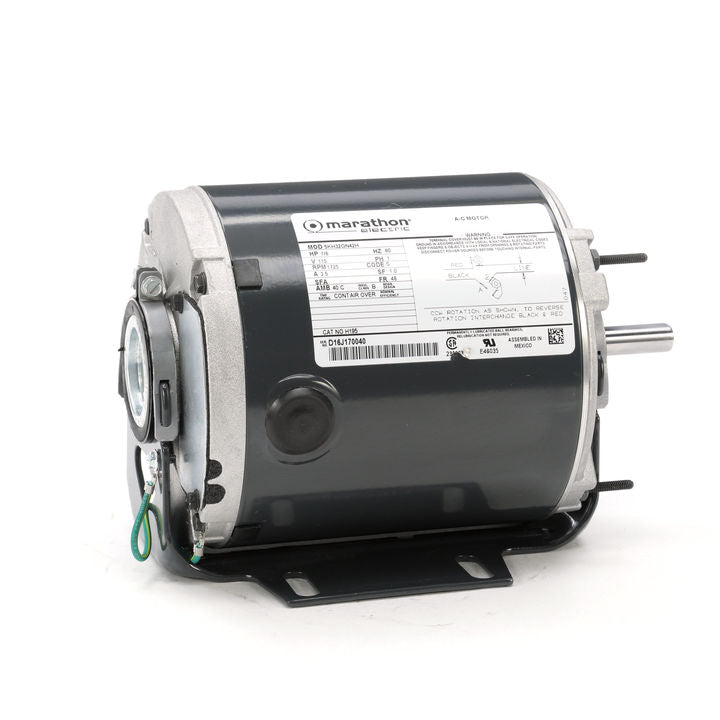Marathon Electric H134, 1/4 Hp, 1800 Rpm, 48  FR, 115 Vac, 1 PH, TEAO, Resilient Base-Thru Bolt, Farm Duty, No Overload, 5KH32FN3122
