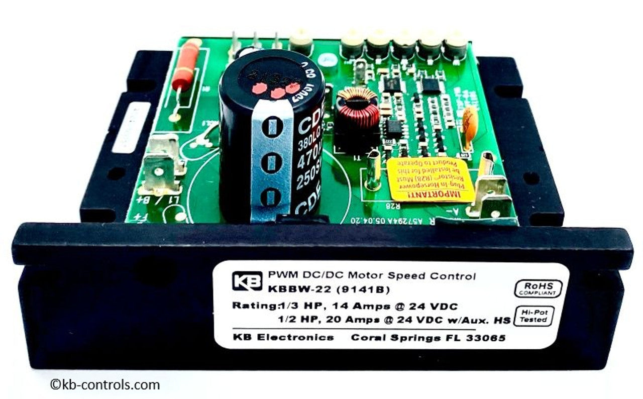 KB Electronics KBBW-22 (9141), Battery Powered DC Drive, 24 Vac Input, 0-24 Vac Output, thru 1/2 HP, Open Chassis