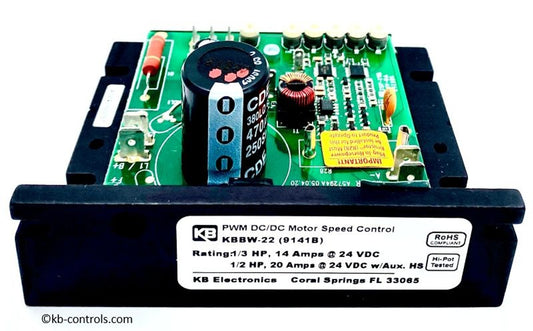 KB Electronics KBBW-22 (9141), Battery Powered DC Drive, 24 Vac Input, 0-24 Vac Output, thru 1/2 HP, Open Chassis