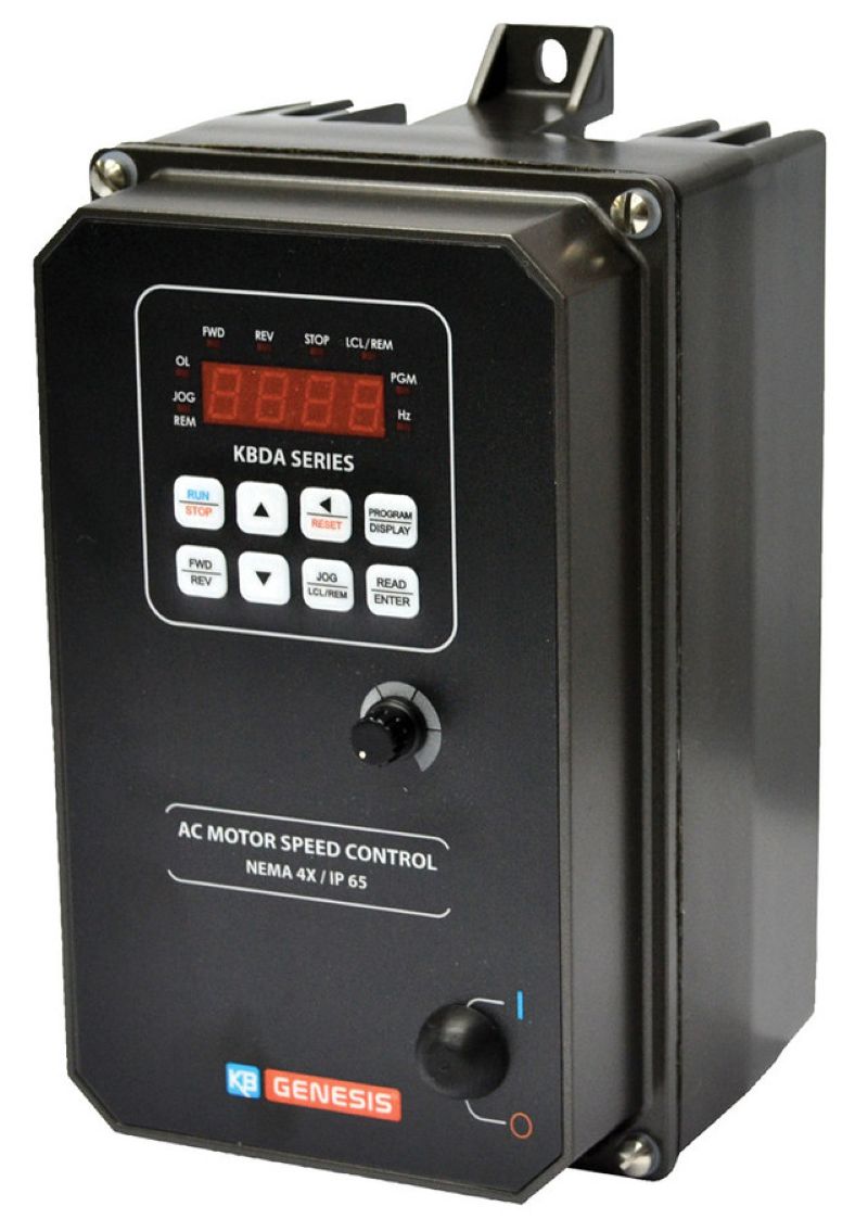 KB Electronics KBDA-24P Black (9766), Digital AC Drives, Nema 4x Inverter 1 HP, 230 Vac 3-Phase Input, 230 Vac 3-Phase Output, Nema 4x Enclosure, Variable Frequency Drives