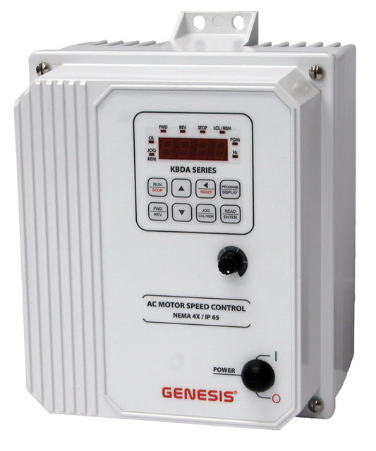 KB Electronics KBDA-27D White (9544), Digital AC Drives, Nema 4x Inverter 2 HP, 115/230 Vac 1-Phase Input, 230 Vac 3-Phase Output, Nema 4x Enclosure, Variable Frequency Drives