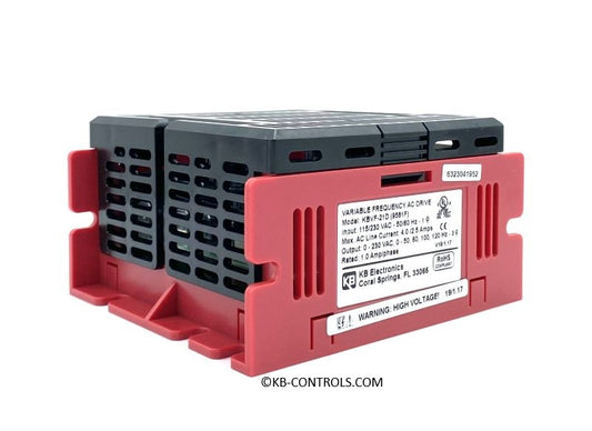 KB Electronics KBVF-21D (9581), 1/10 HP, 230 Vac, 1-Phase(Input), 230 Vac. 3-Phase(Output), IP 20 Enclosure(Open Chassis), Variable Frequency Drives