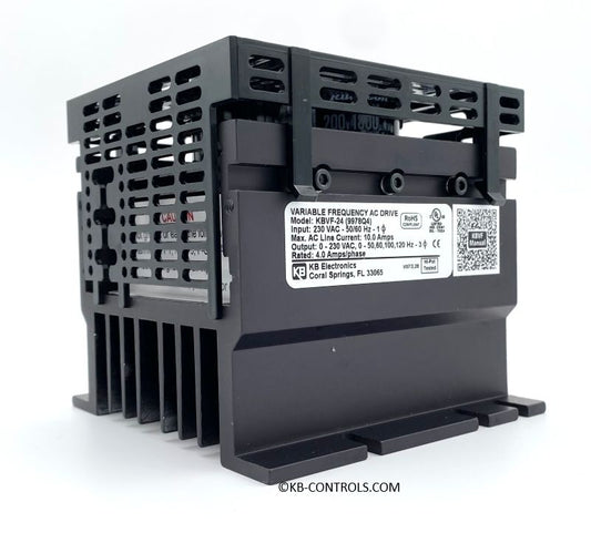 KB Electronics KBVF-24 (9978), 1 HP, 230 Vac, 1-Phase(Input), 230 Vac. 3-Phase(Output), IP 20 Enclosure(Open Chassis), Variable Frequency Drives