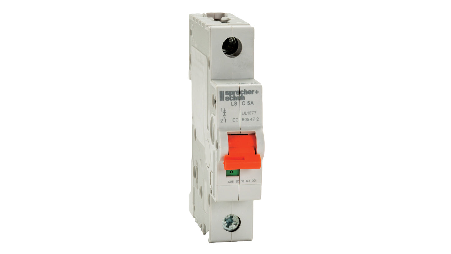 Sprecher & Schuh L8-0.5/3/D, 0.5A, 1-Pole Circuit Breaker, Trip Class D, UL1077