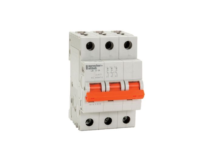 Sprecher & Schuh L8-1/3/C, 1A, 3-Pole Circuit Breaker, Trip Class C, UL1077