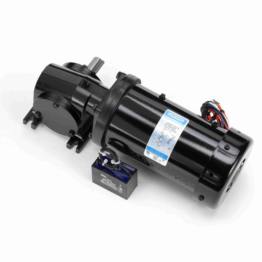 Leeson Electric M1145037.00, 1/6 Hp, 29 Rpm, 60:1, 110 Lb-in, 115/230 Vac, 1 Ph, TEFC, Right Angle, Permanent Split Capacitor AC Gearmotor