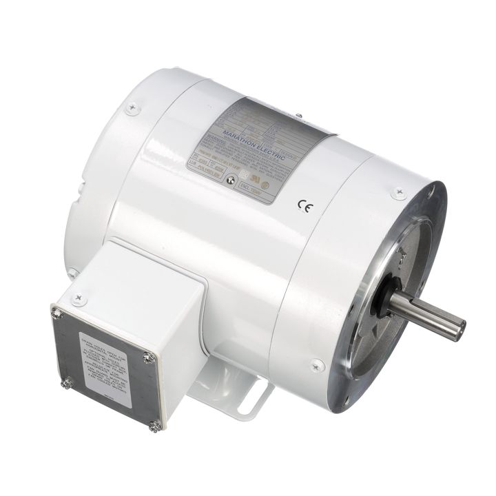 Marathon Electric N600, 3/4 Hp, 1200 Rpm, 56C FR, 208-230/460 Vac, 3 PH, Totally Enclosed, C-Face Footed, White Epoxy Washdown Duty,  56T11V5377,