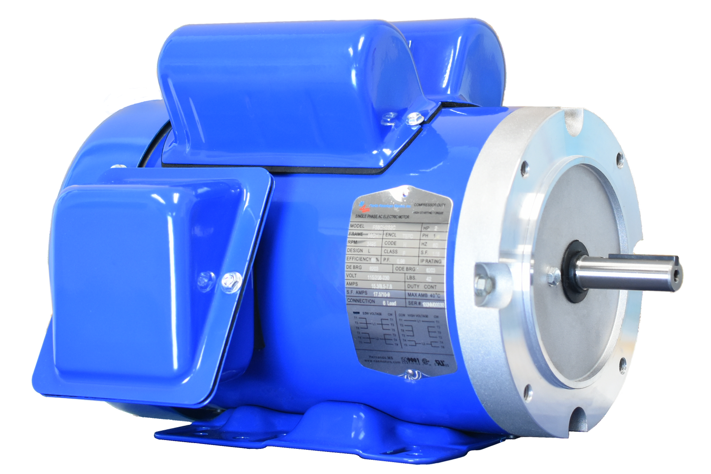 North American Electric F56C1/3S2C General Purpose Electric Motor, 1/3 HP, 3600 RPM, 56C Frame, 115/208-230V, 1PH, NEMA Design B, 60HZ, 1.15 S.F., TEFC, Gen Purp, Rolled Steel
