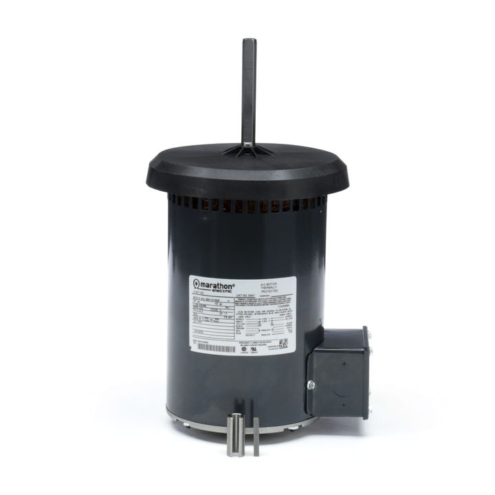 Marathon Electric X447, 0.8 Hp, 1075 Rpm, 48Y FR, 200-230/460 Vac, 3 PH, Belly Band, Shaft Up, Condenser Fan/Heat Pump, PSC, Open Air Over, 48A11O1642